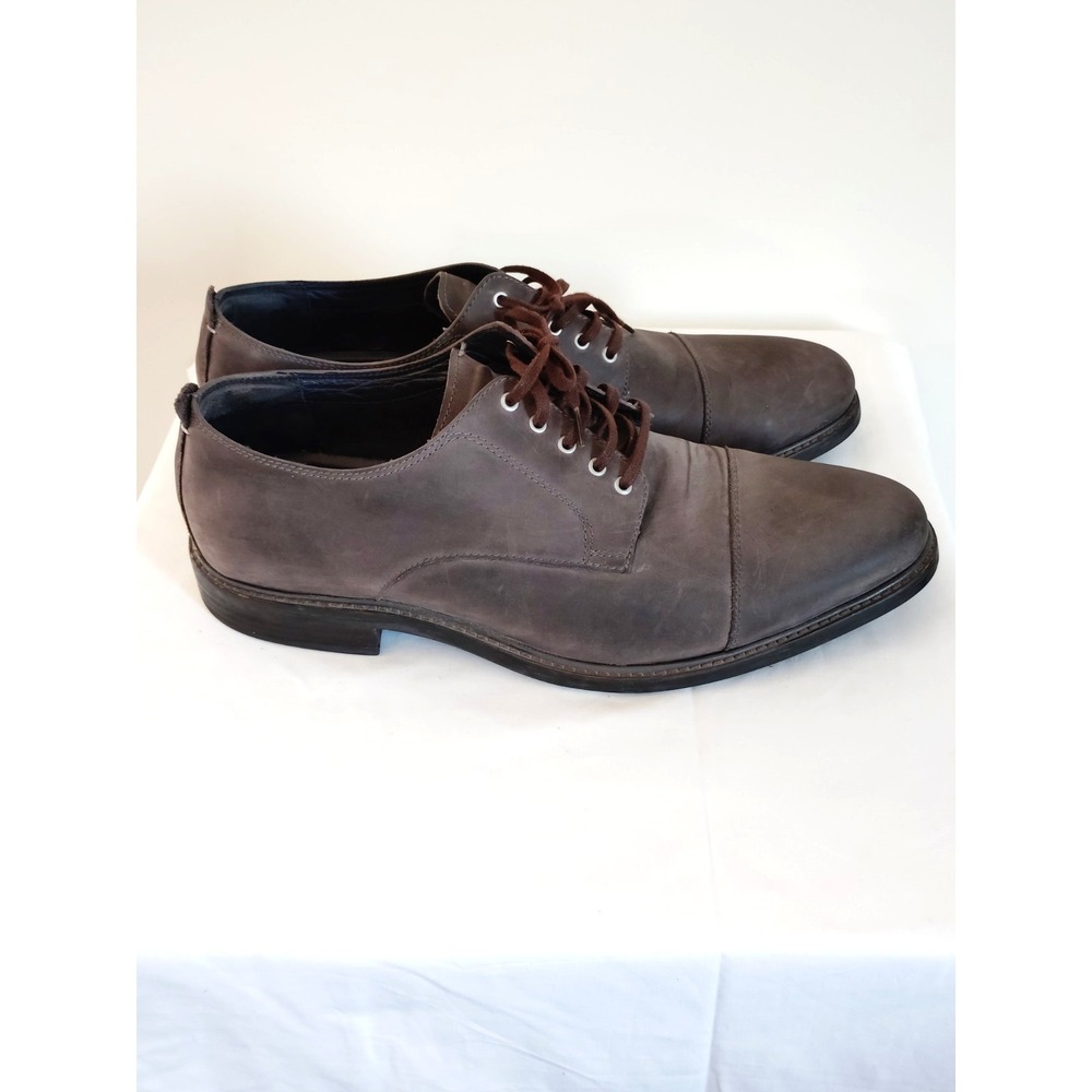 EUC-Cole Haan Men 13 M Grand OS Gray Leather Lace Up Oxford Cap Toe Shoes C28055